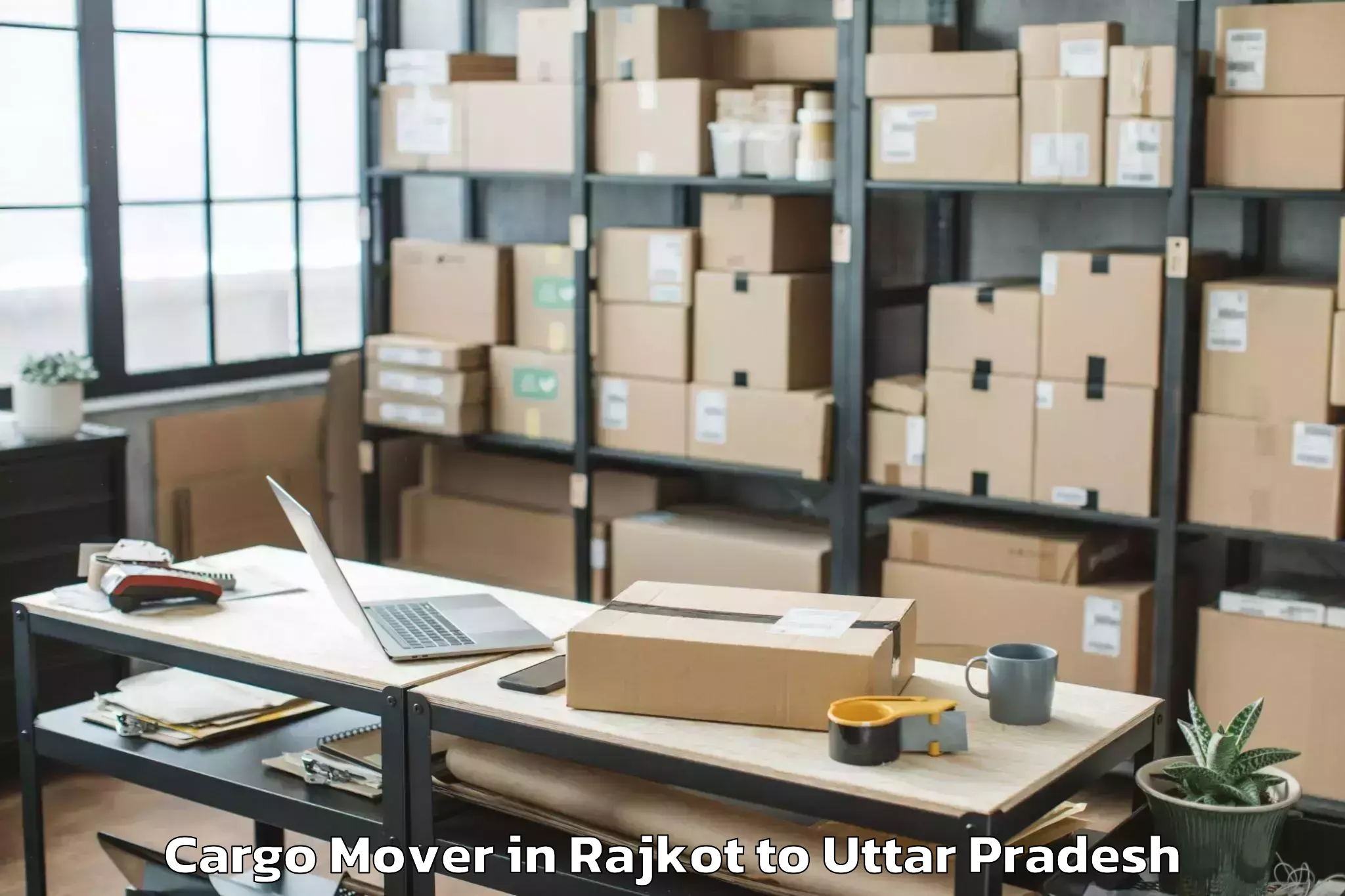 Top Rajkot to Fatehganj West Cargo Mover Available